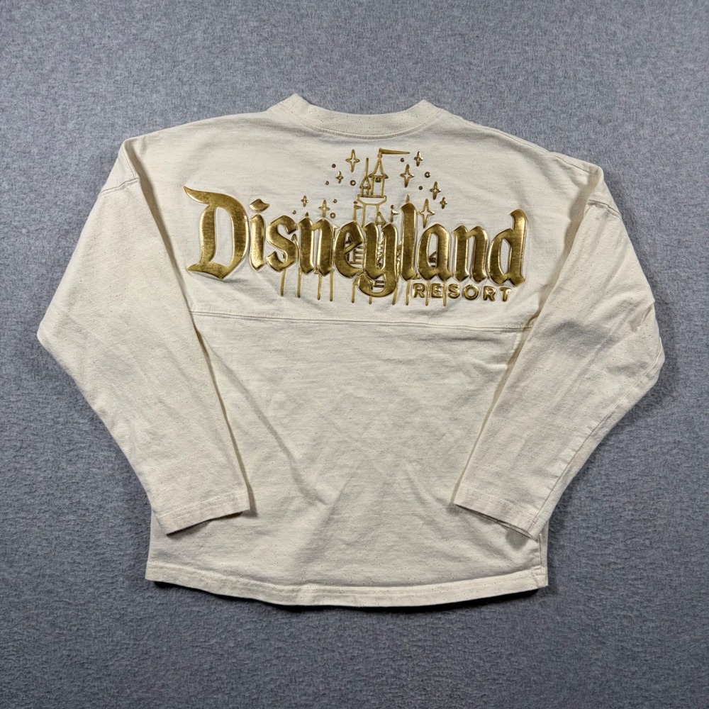 Disney Spirit Jersey Kids Large Cream Gold Disneyland Resort Long Sleeve Shirt